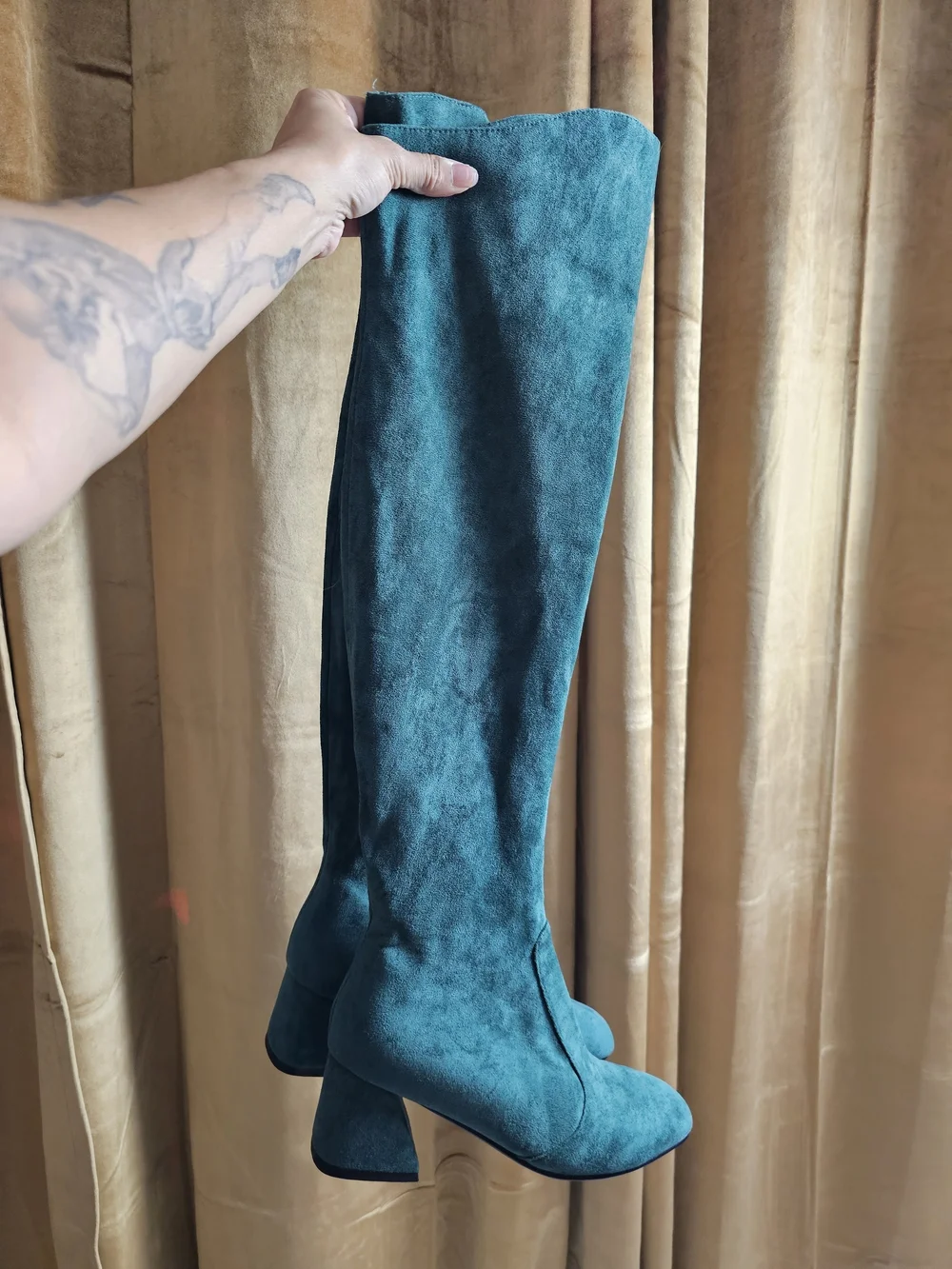 RARE UNICORN Emerald Over-the-Knee Suede Block Heel Boots